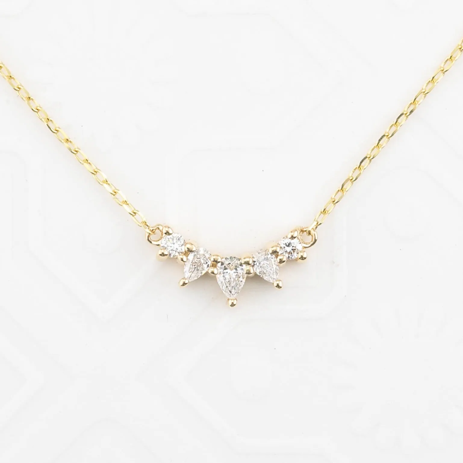 Gloria Curved Diamond Necklace 5 Stones